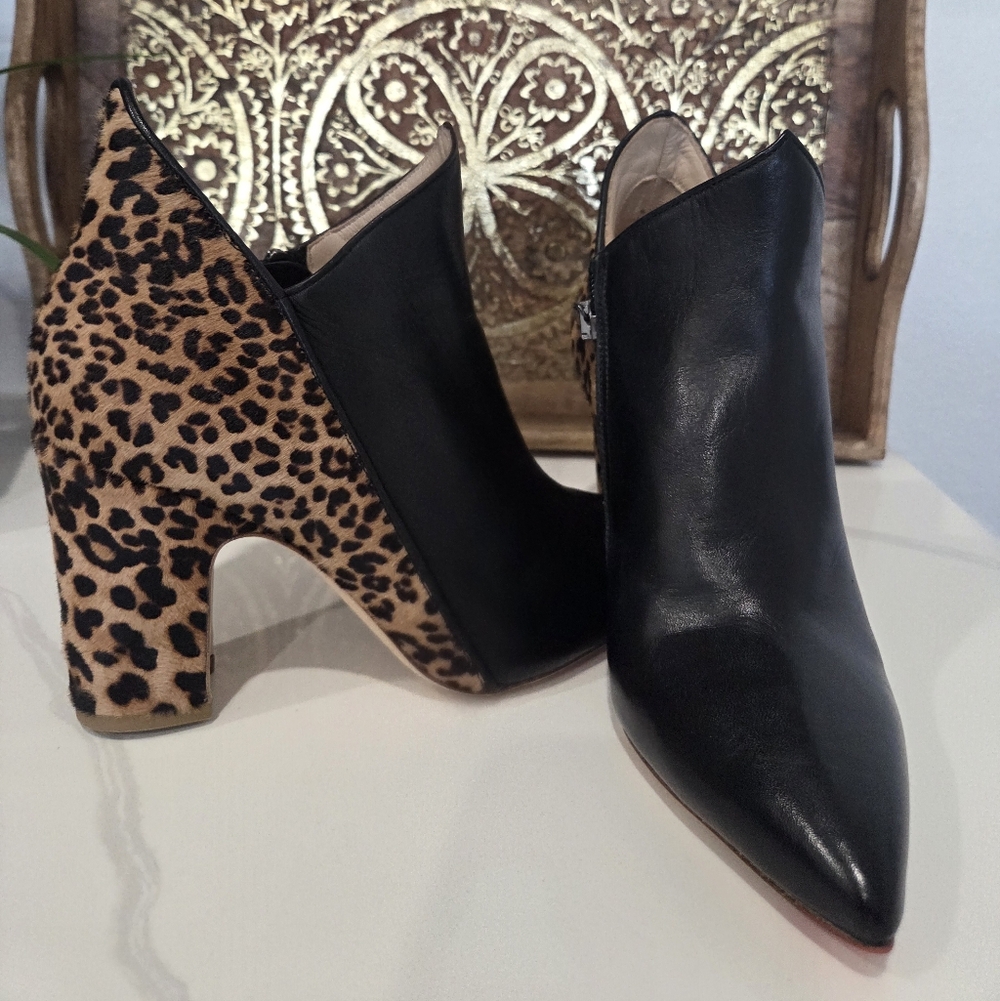Mavette Handmade Italian Leather & Leopard Haircalf Ankle Boots EU 35 – New